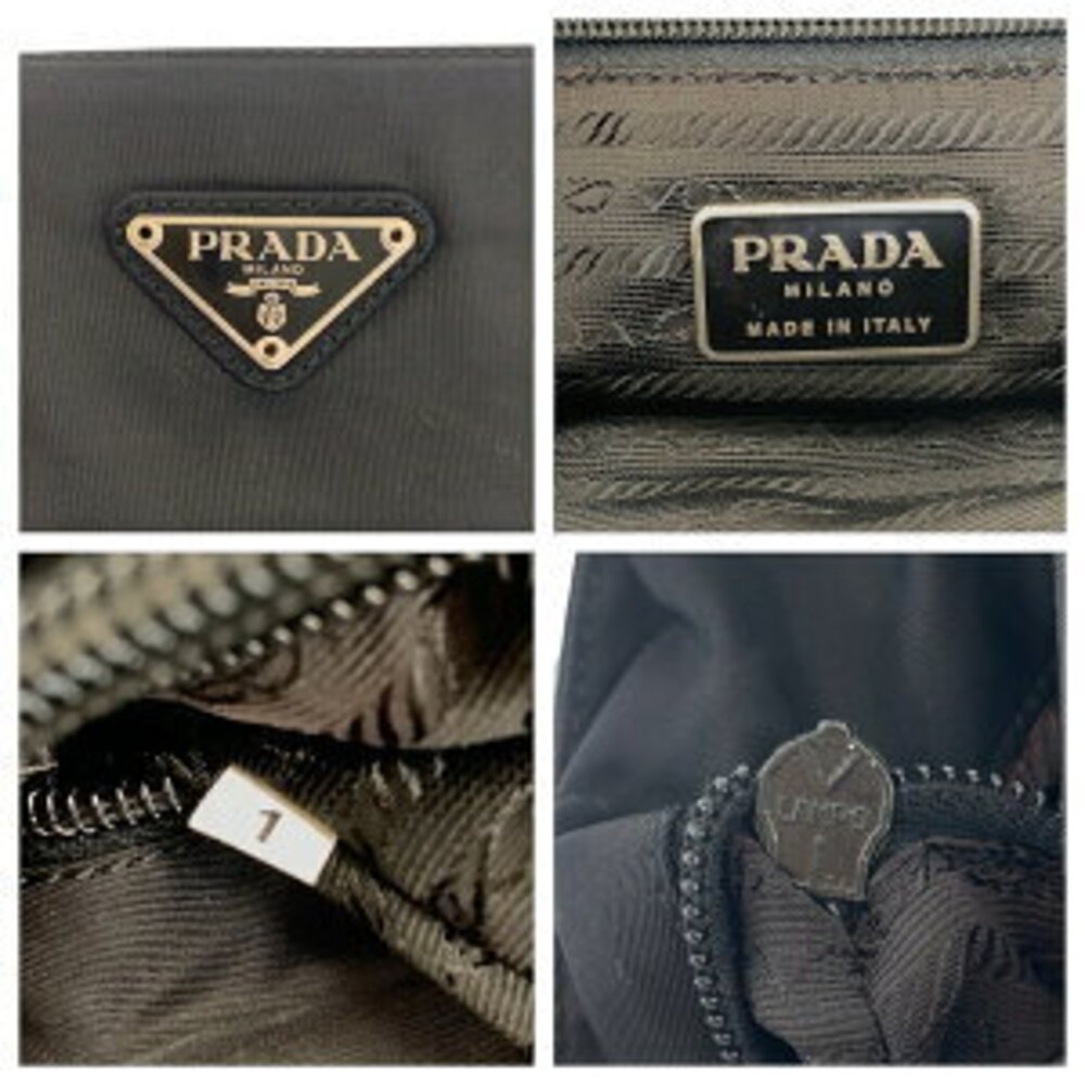 Prada nylon triangular shoulder Tessuto black logo bag plate - Picture 4 of 10